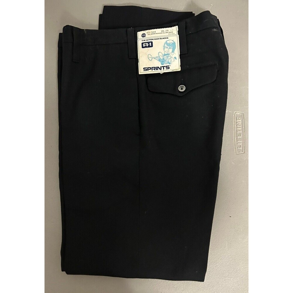 A-1 THE ACTION MAN Black SLACKS 28 x 28 The tag has fallen off Vintage 1980's